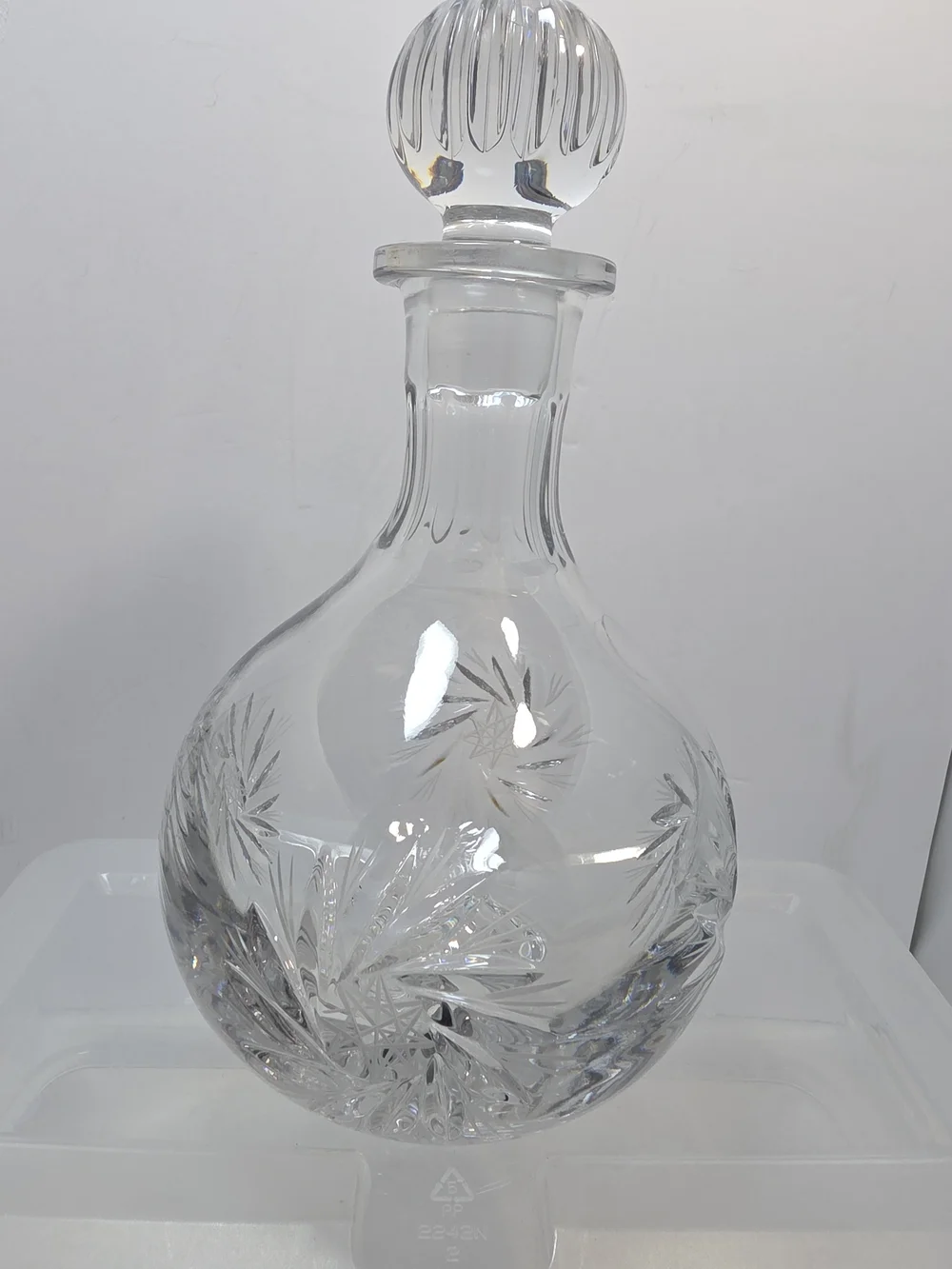 Vintage Cut Crystal Pinwheel Liquor Whiskey Decanter With Stopper 10”